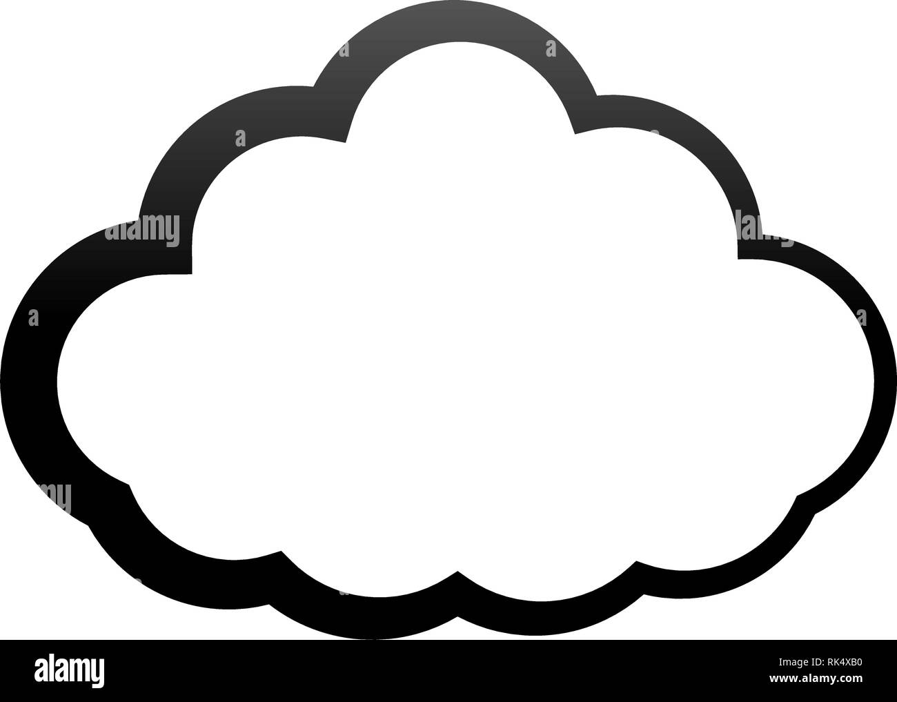 Cloud symbol icon black gradient outline, isolated vector