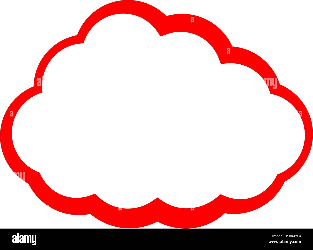 Cloud symbol icon red simple outline, isolated vector illustration