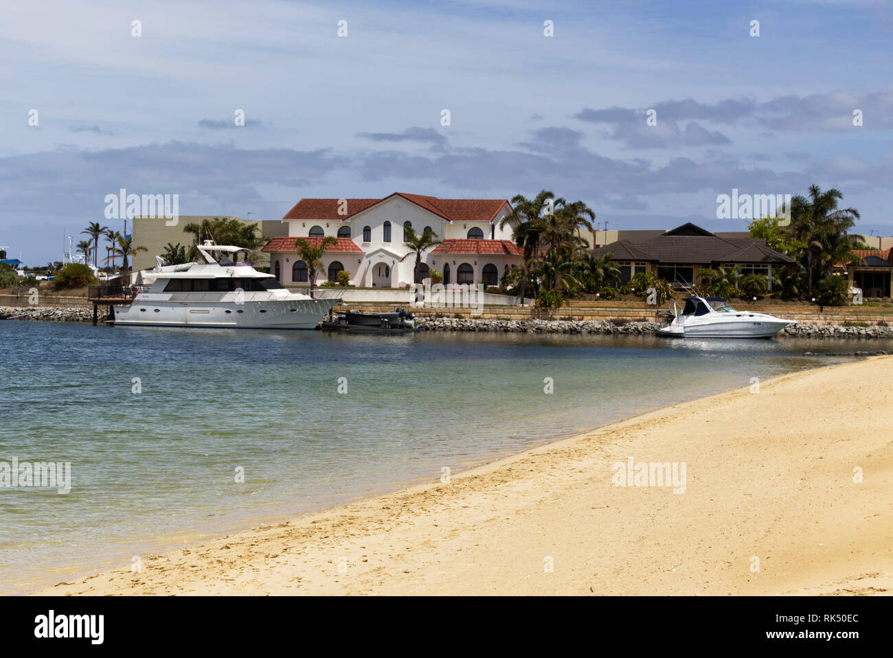Luxury houses in the urban canal housing development of Lincoln Cove