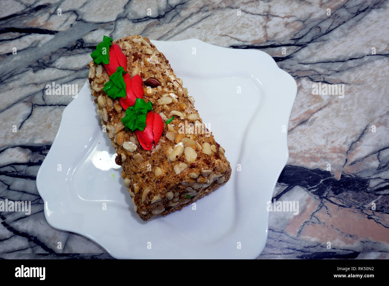 Homemade Chocolate Swiss Roll with figs mascarpone Stock Photo Alamy