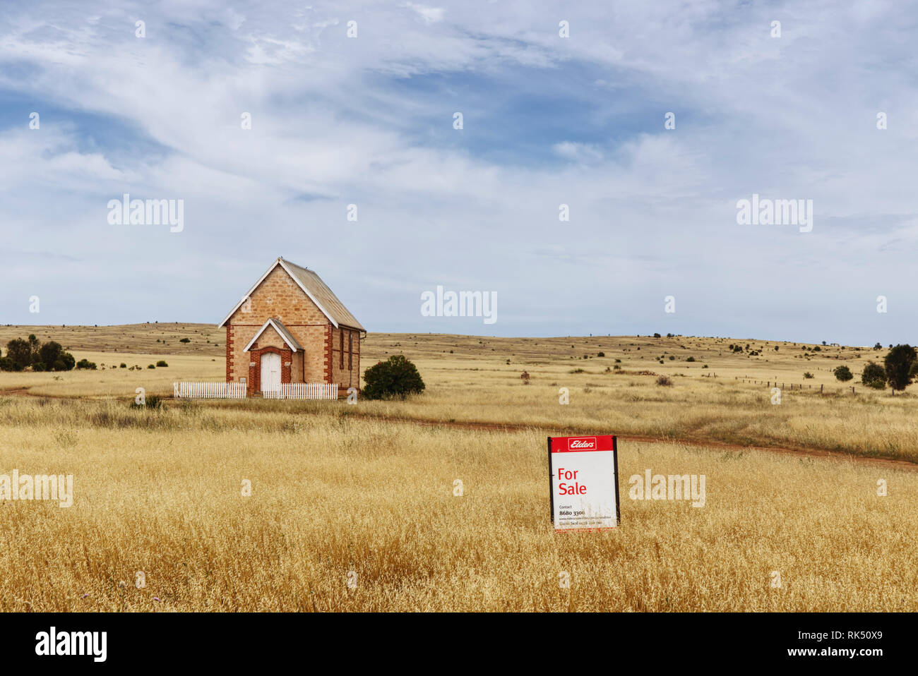 Plot of land for sale near the Church at the historic settlement of Sheringa Eyre Peninsula South Australia Stock Photo