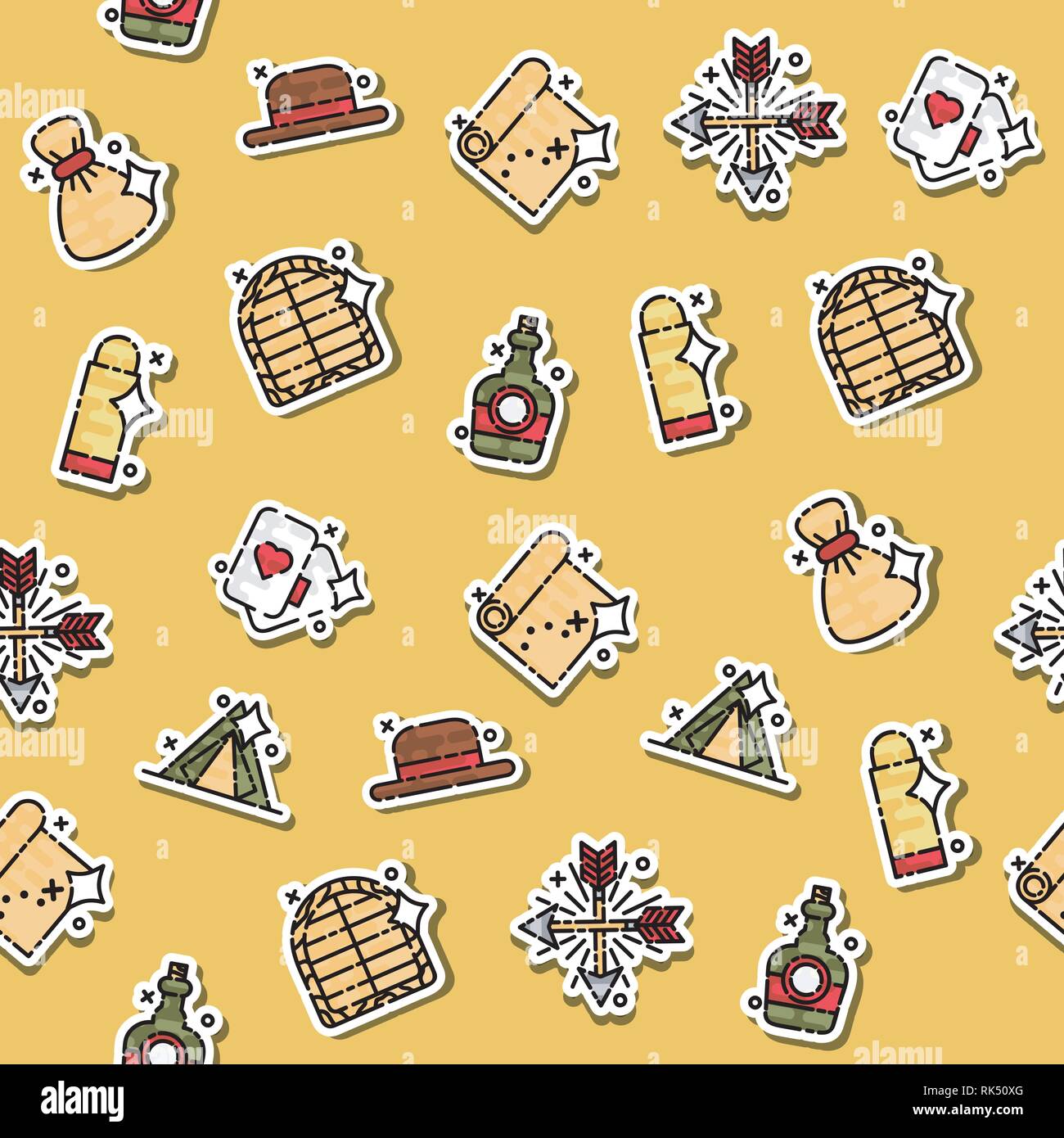 Colored Wild west concept icons pattern. Vector illustration, EPS 10 Stock Vector
