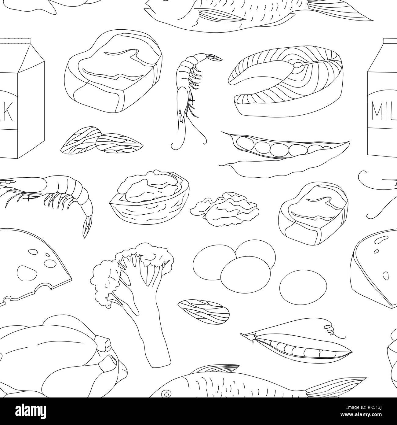 Best protein food pattern for healthy diet with salmon beans almonds