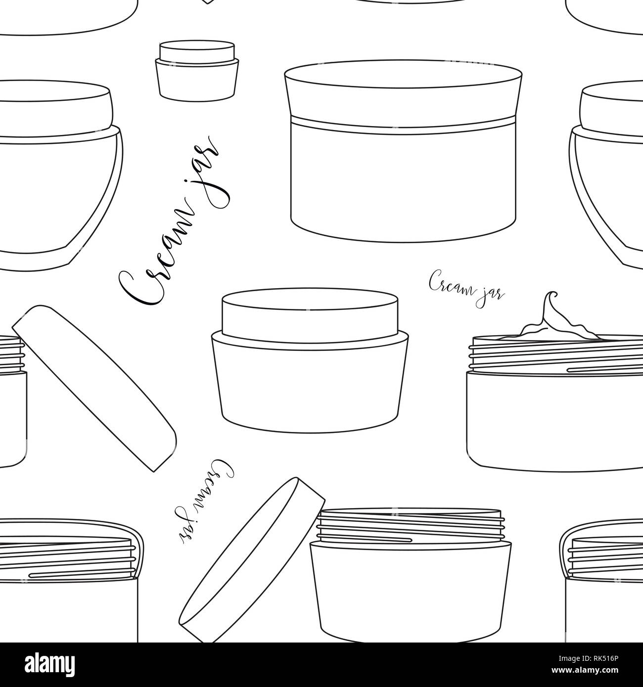 Cream jar pattern isolated on light background. Ideal for mock up packaging. Stock Vector