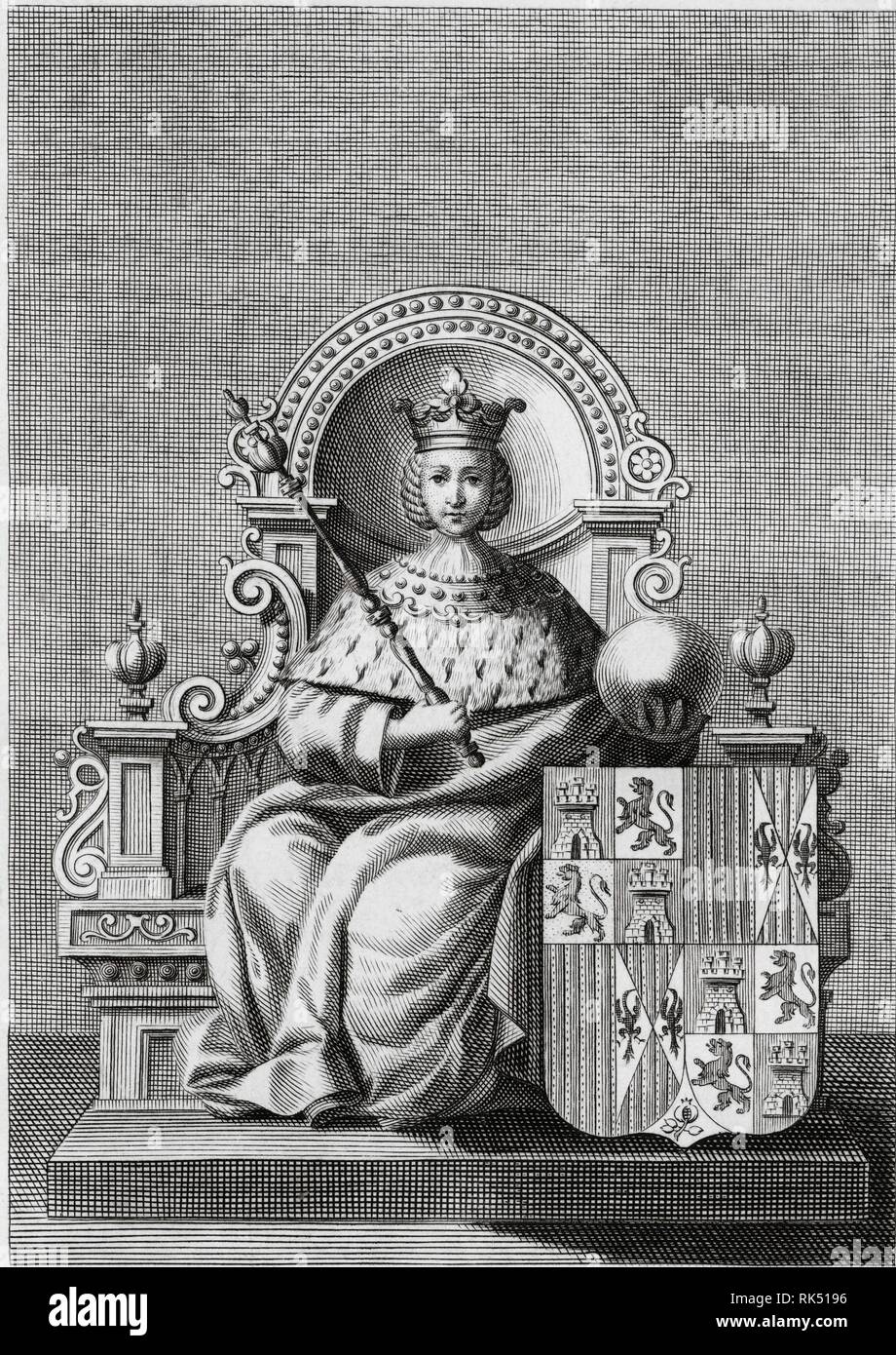 Isabel I de Castilla (1451-1504), reina de España, fundadora de la Inquisición moderna en España en 1480. Grabado de 1830. Stock Photo