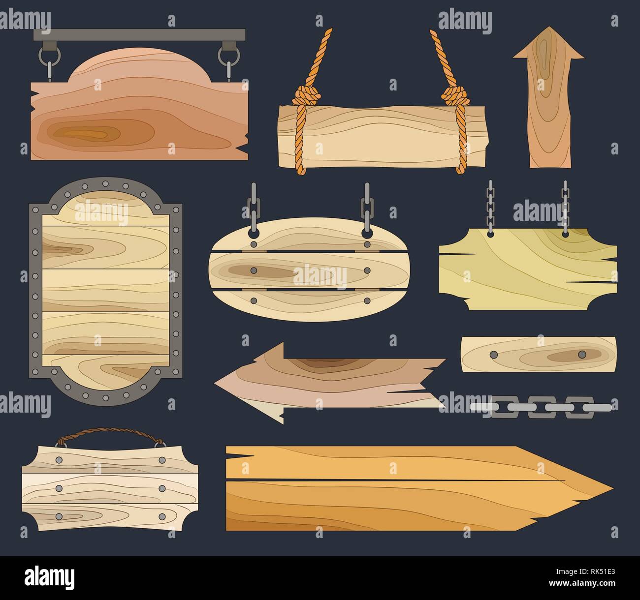 Wood banners boards. Vector illustration EPS 10 Stock Vector
