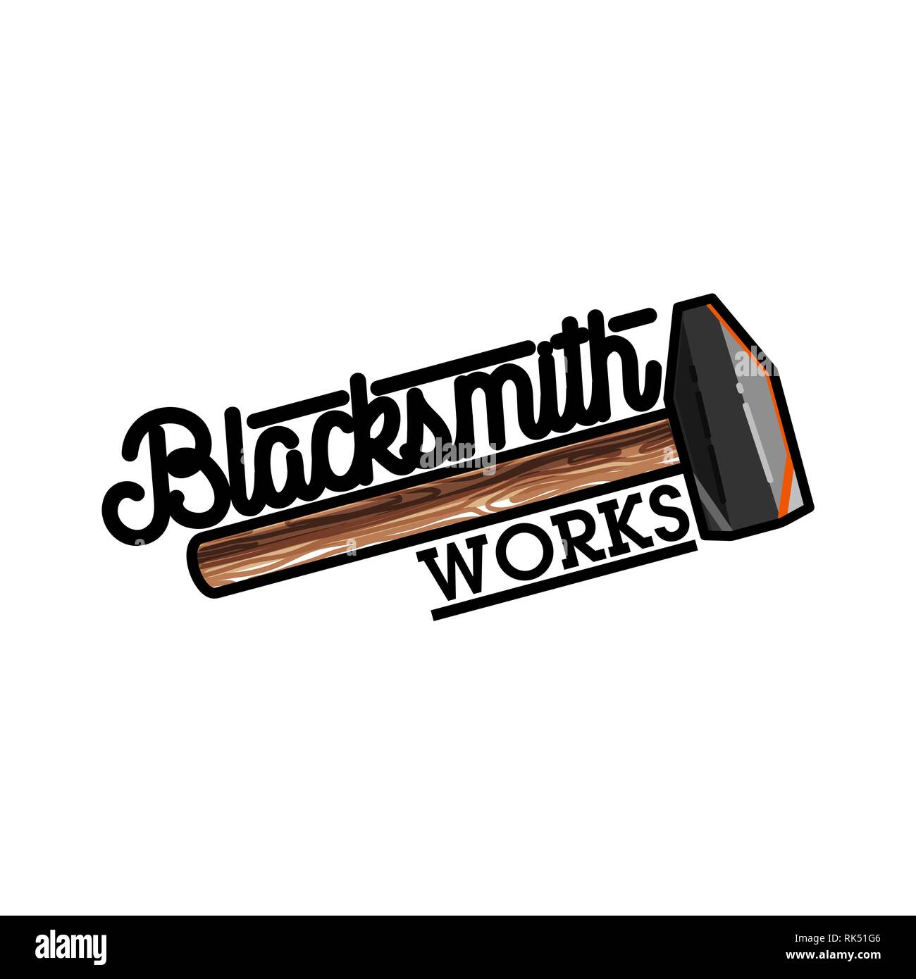 Color vintage blacksmith emblem. Vector illustration, EPS 10 Stock Vector