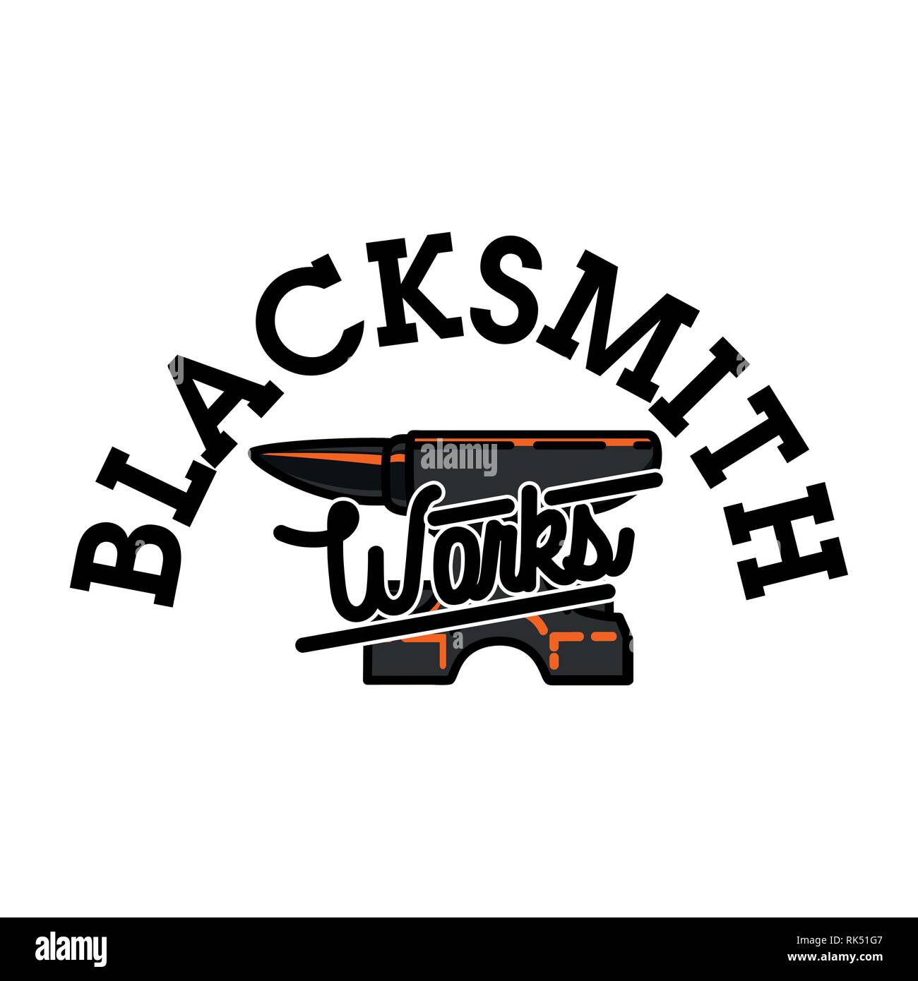 Color vintage blacksmith emblem. Vector illustration, EPS 10 Stock Vector