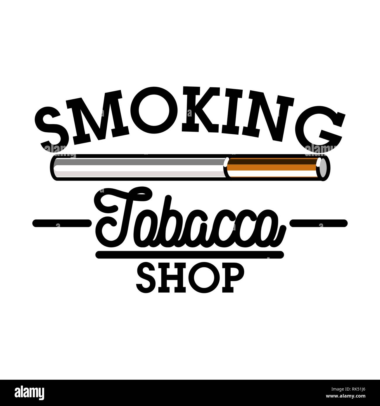 Color vintage tobacco shop emblem. Smoke shop. Gentleman club badge, tobacco retail symbol vector illustration. Stock Vector