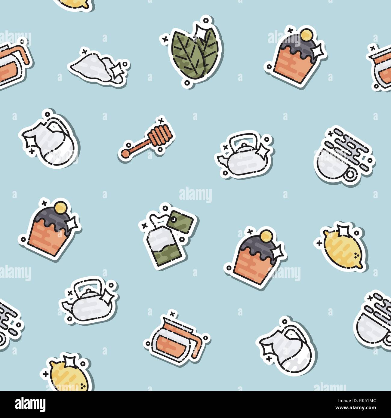 Tea concept icons pattern . Tea ceremony. Vector illustration, EPS 10 Stock Vector