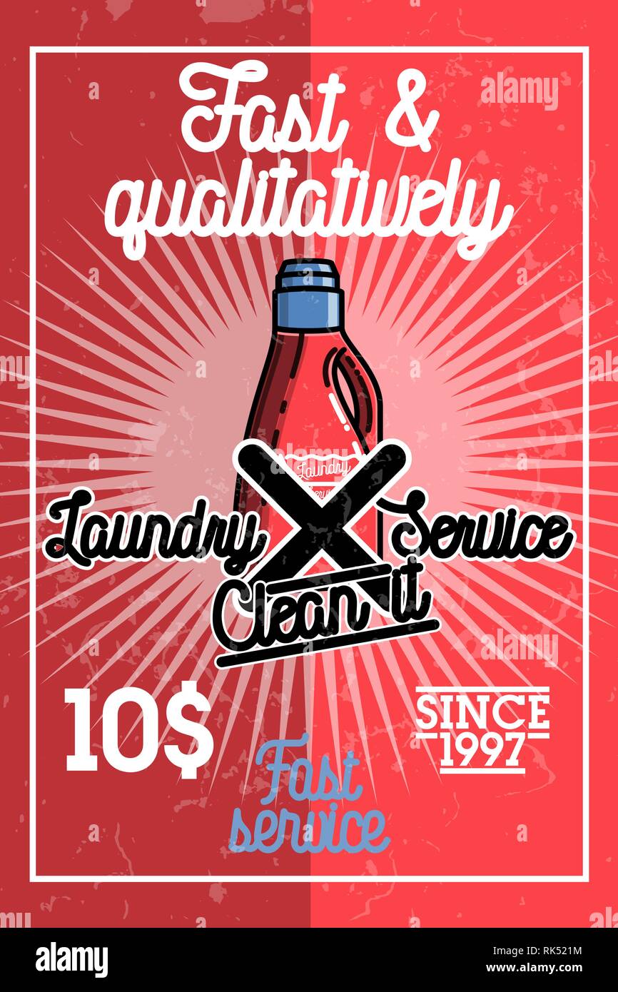 Color Vintage Laundry Services Banner With Design Elements Vector