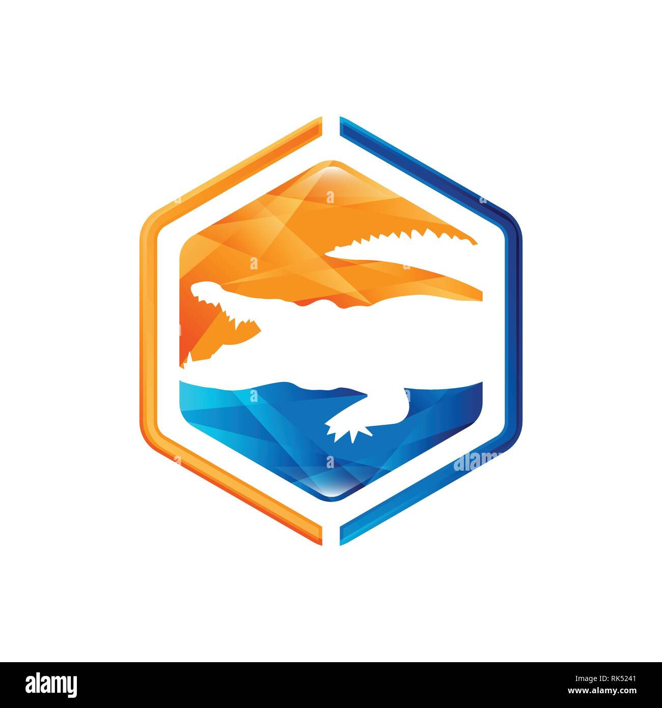 Animals negative space style design. Crocodile negative style logo vector Stock Vector