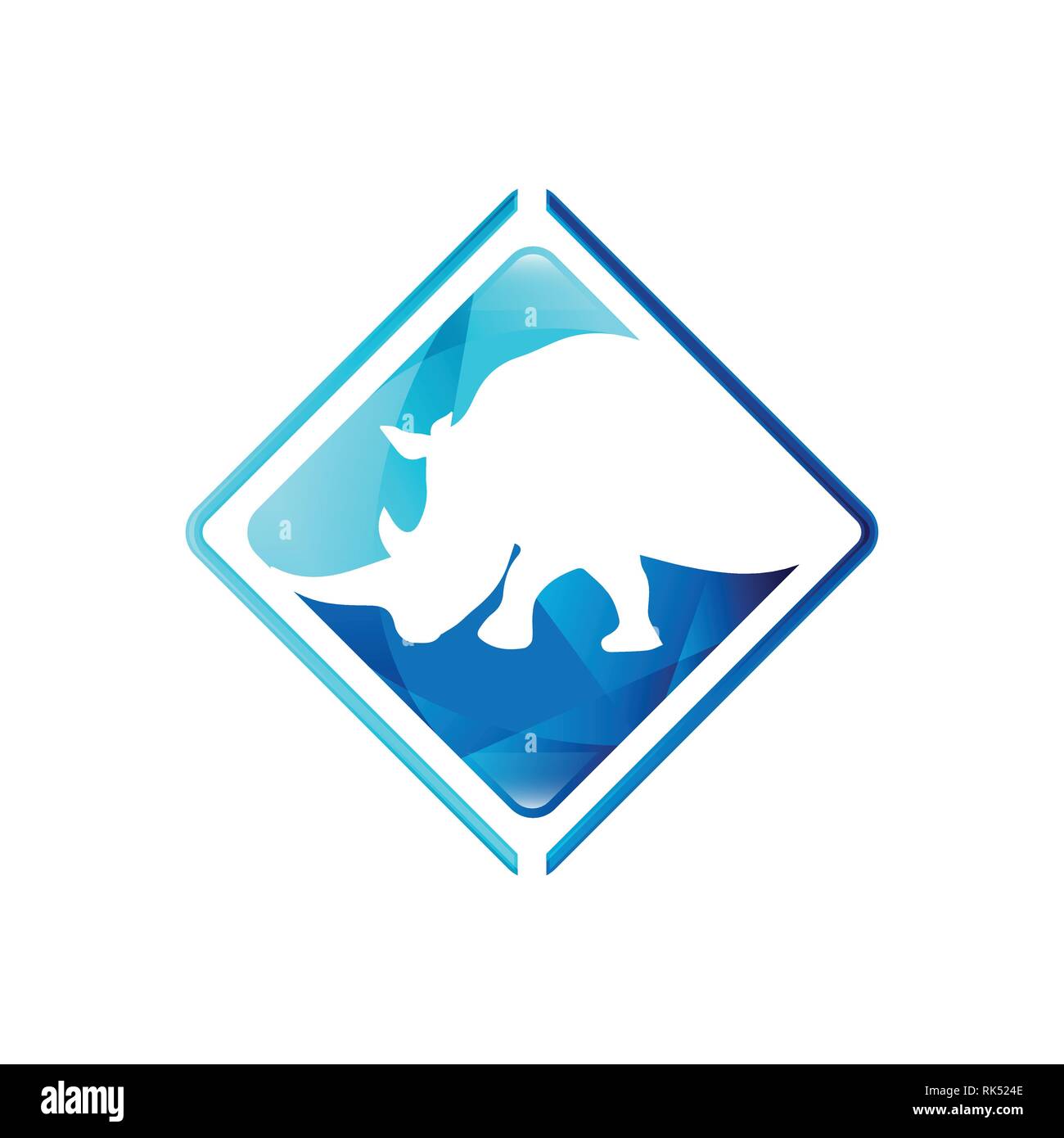 Animals negative space style design. Rhinoceros negative style logo vector Stock Vector