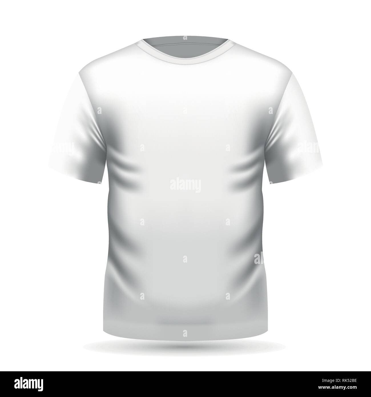 Mens white t-shirt with short sleeve in front view. Vector illustration, EPS 10 Stock Vector