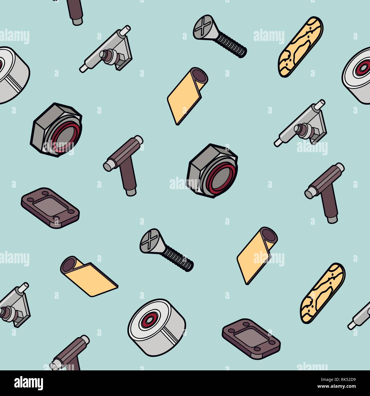 Skateboard spare parts pattern Fingerboard and spare parts. Set of