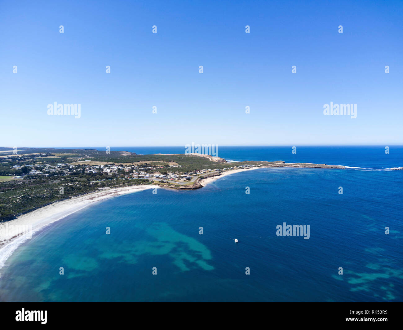 Aerial of the historic coastal settlement of Elliston Eyre Peninsula South Australia Stock Photo