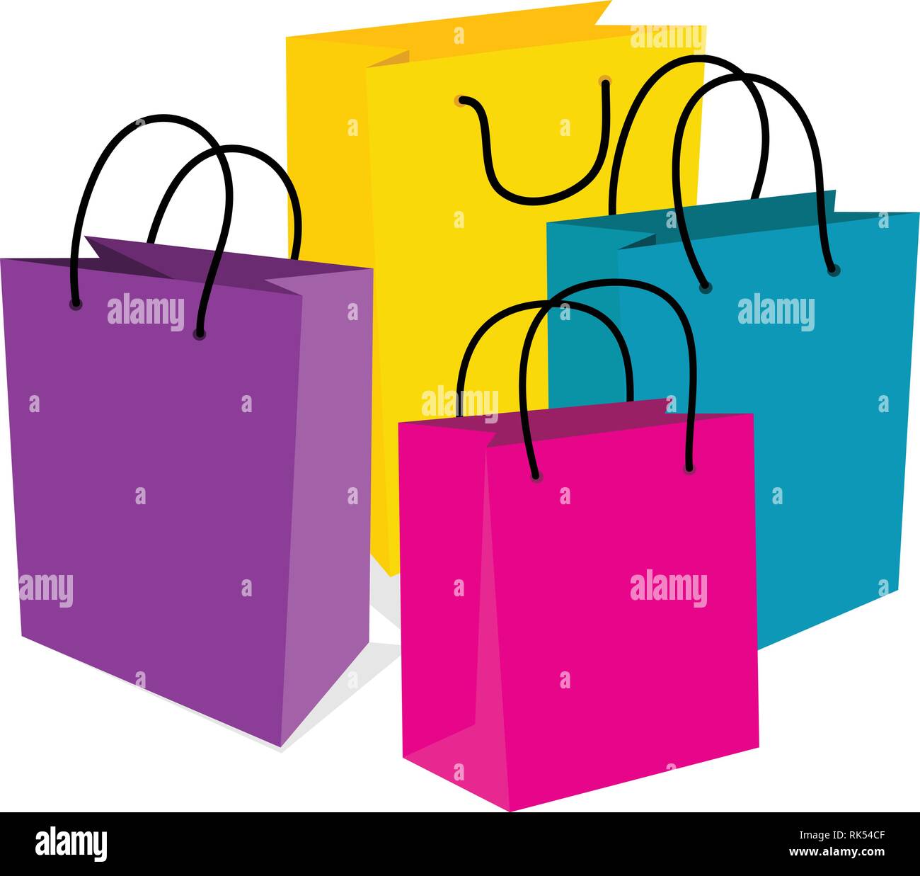 Set of Colorful Empty Shopping Bags Isolated in White. Vector ...