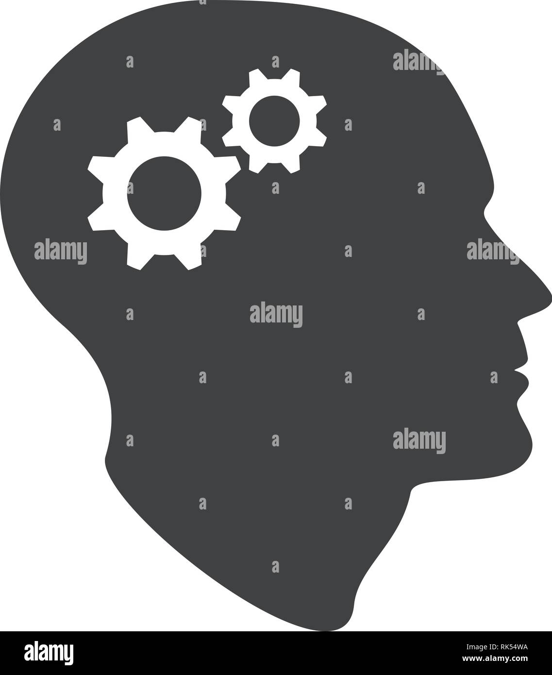 Human head silhouette with set of gears as a brain - idea and ...