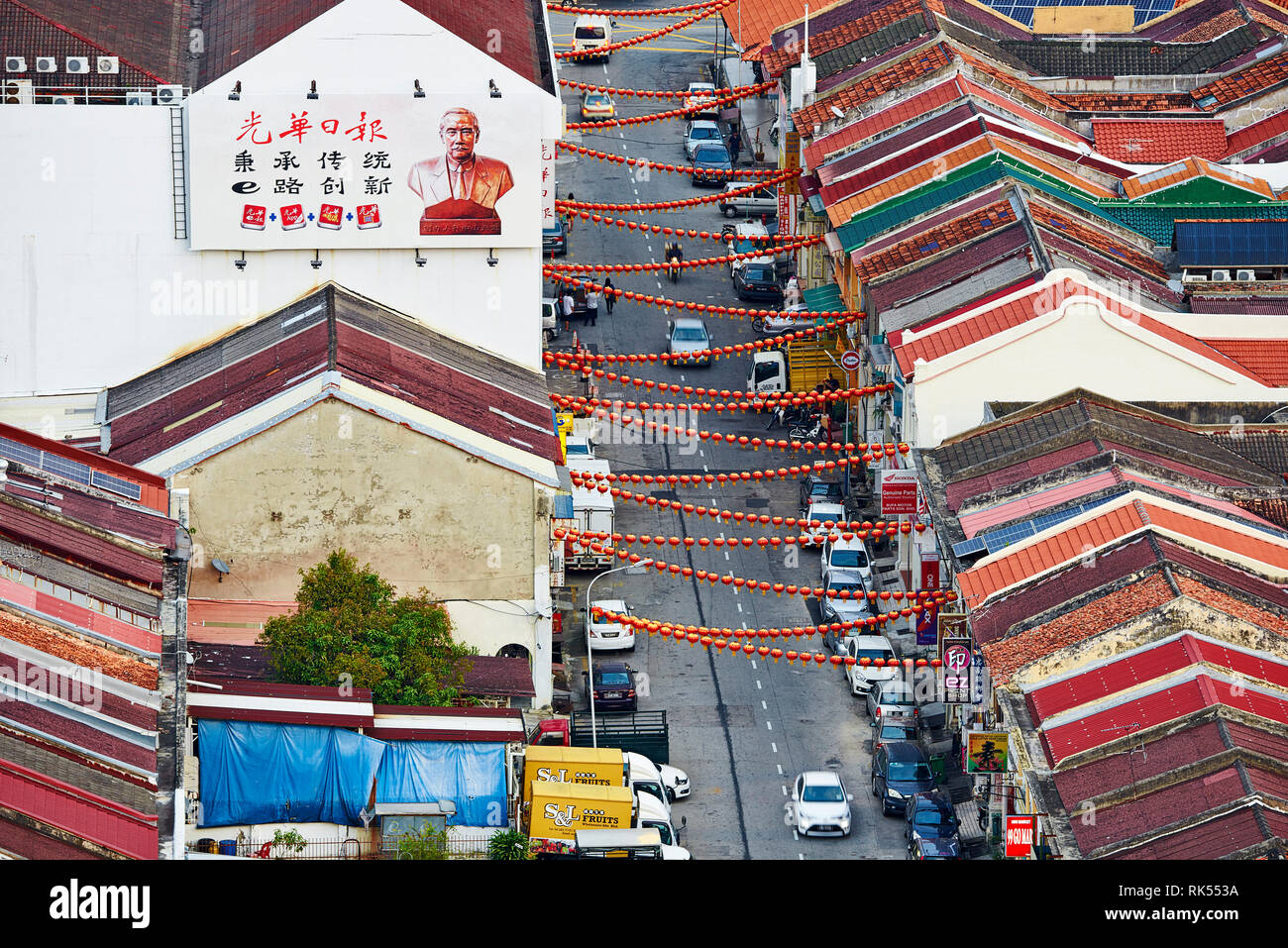 View Of The Roof And Rows Of Shophouses In The Old Town From The Top Of The Hotel Neo In George Town Penang Malaysia Stock Photo Alamy