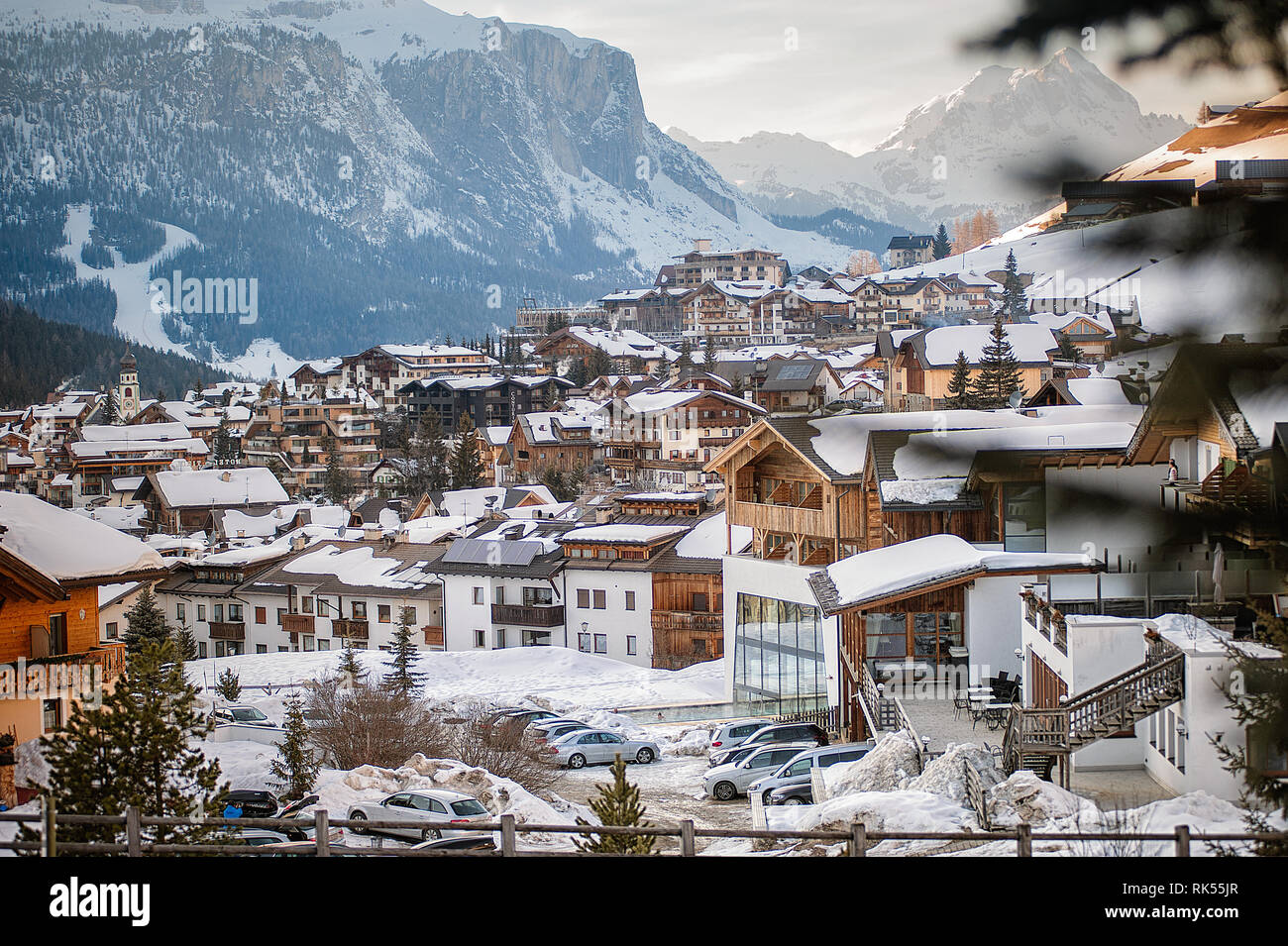 san Cassiano, Bolzano, Italy - 03.09.2018 View on ski resort in Italy  Dolomites Stock Photo - Alamy