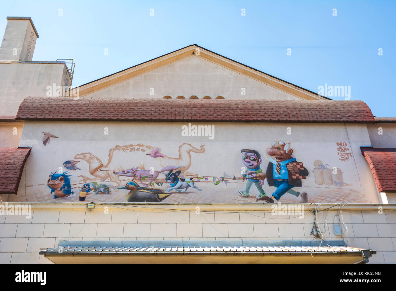 Graffiti on the wall in Plovdiv city, Bulgaria Stock Photo