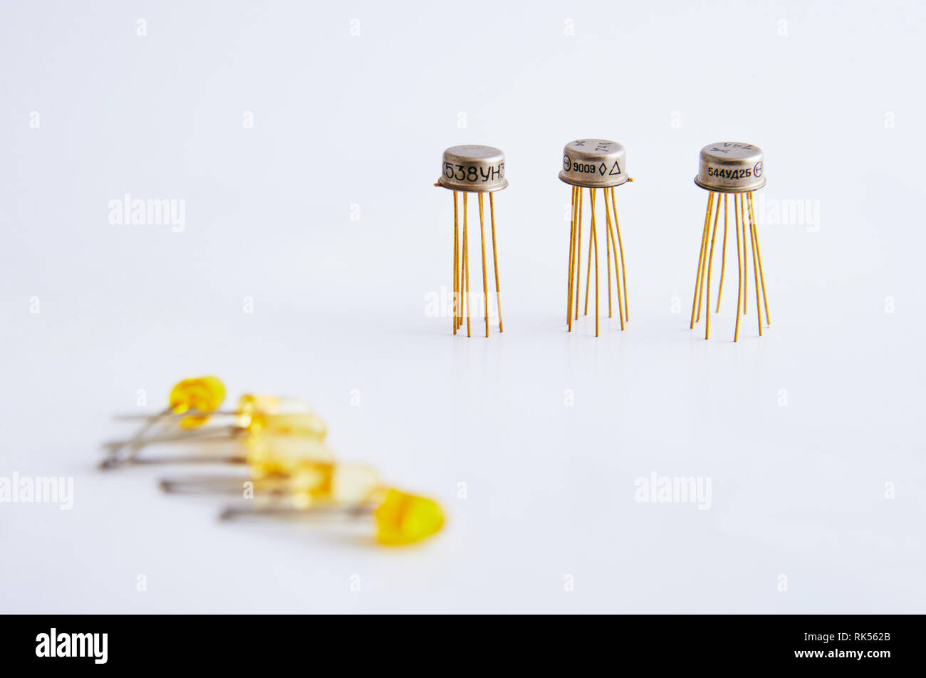 radio parts on a white background, good composition Stock Photo Alamy