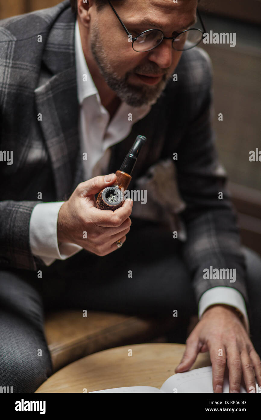 Concentrated mature start-up project developer making notes on the ...