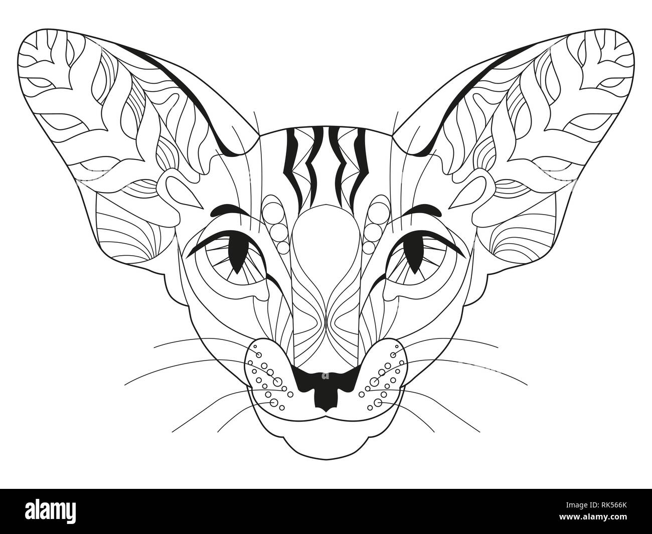 Zentangle stylized head of cat. Hand Drawn lace vector illustration Stock Vector