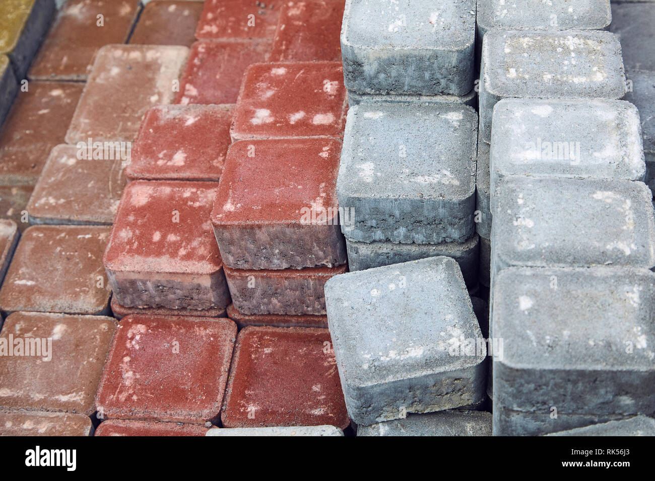 pile of colored concrete paving slab close up Stock Photo Alamy