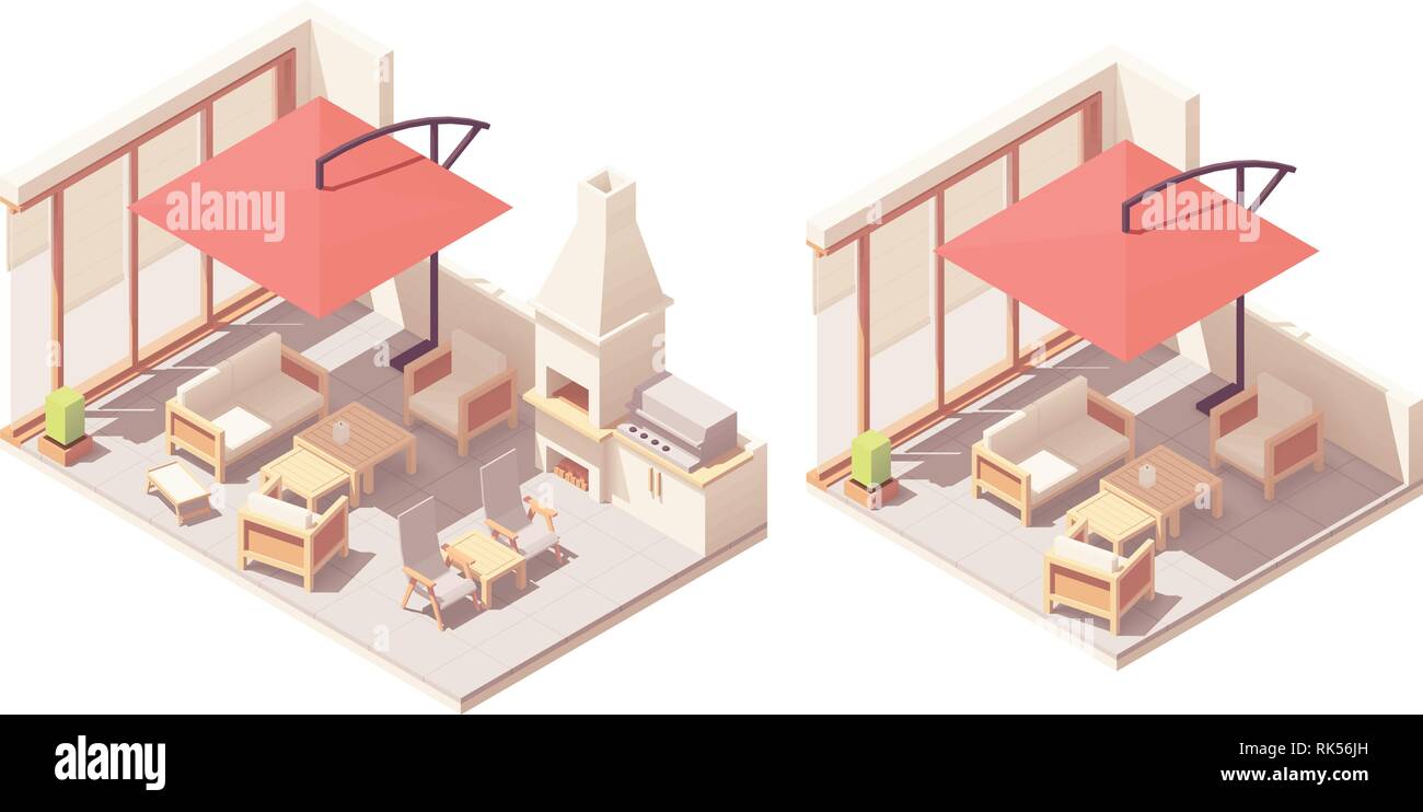 Vector isometric patio with barbecue grill Stock Vector Image & Art - Alamy