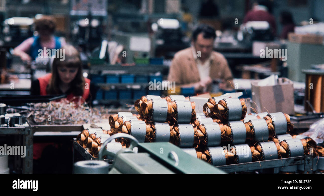 Electric Motor Production Line 1970's Stock Photo
