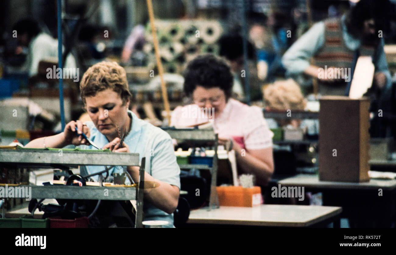 Electronics Production Line, 1970's Stock Photo