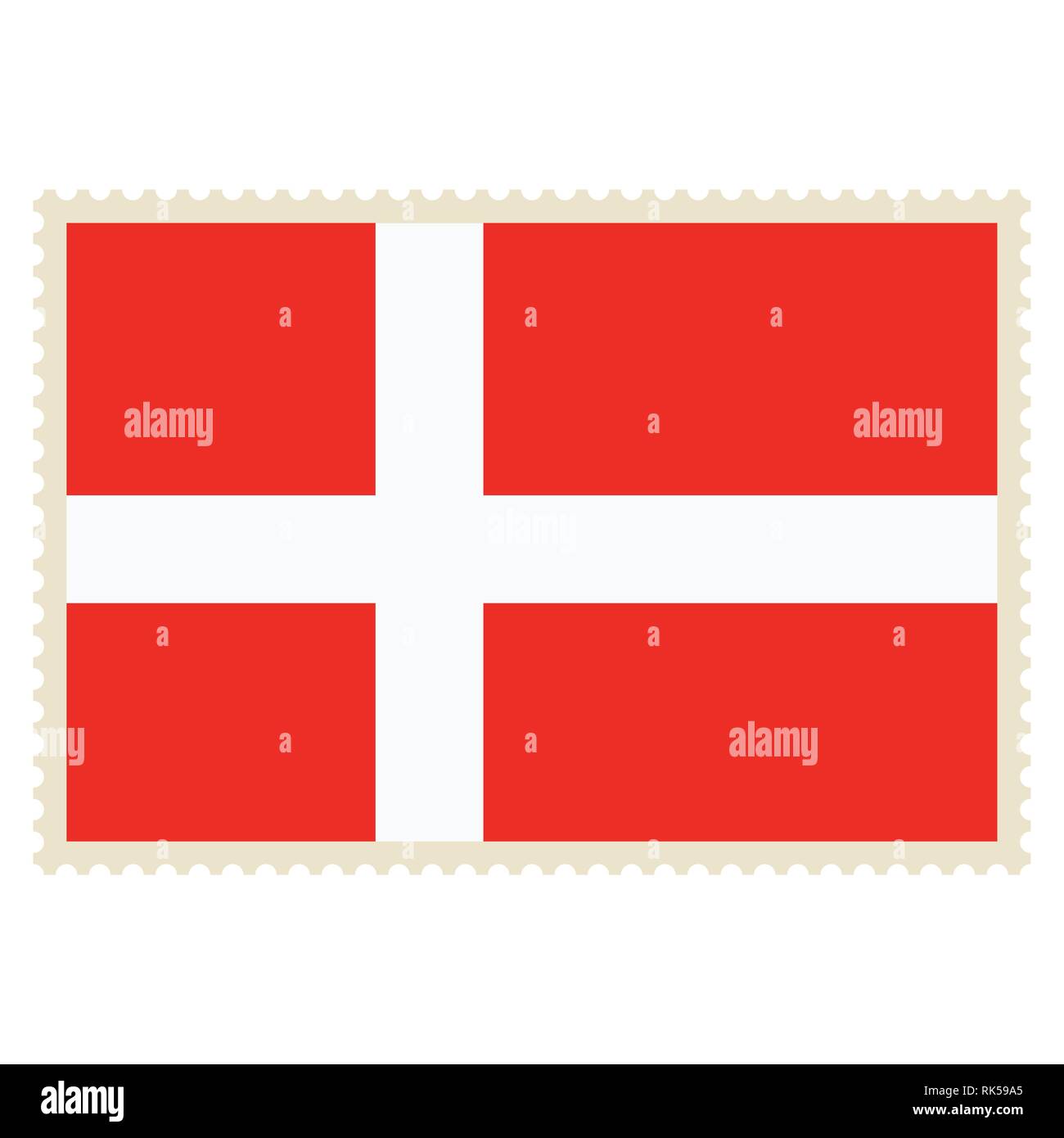 Vector icon Denmark flag on postage stamp isolated on white background ...