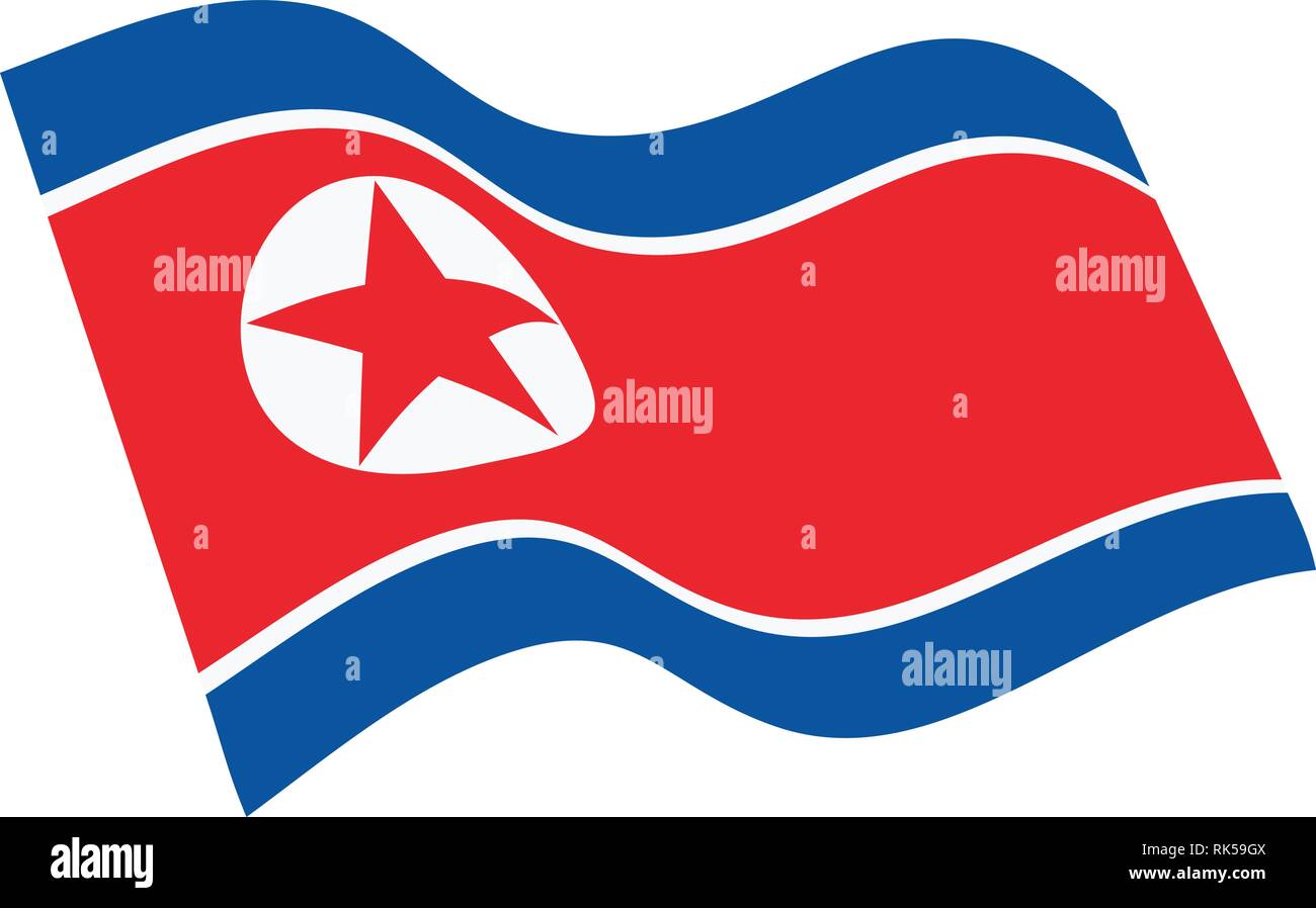 North Korea flag. Waving colorful North Korea flag Stock Vector Image