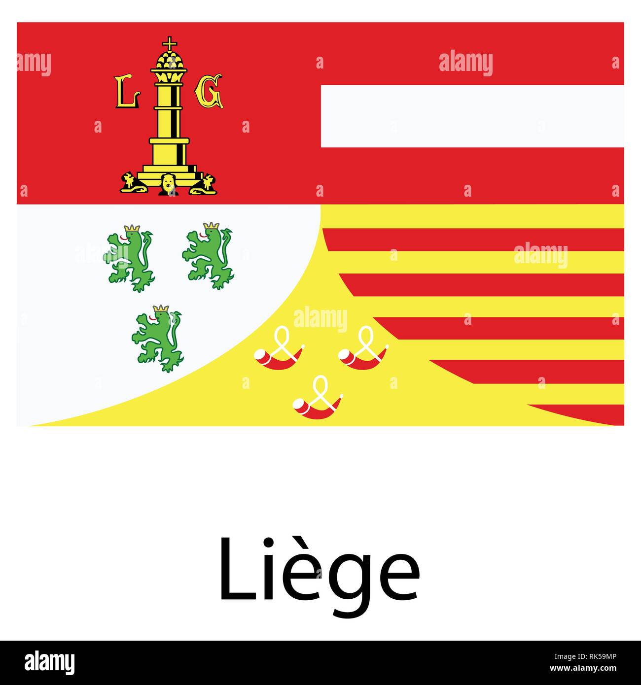 Vector national flag of Liege province of Walloon and Belgium. Stock Vector