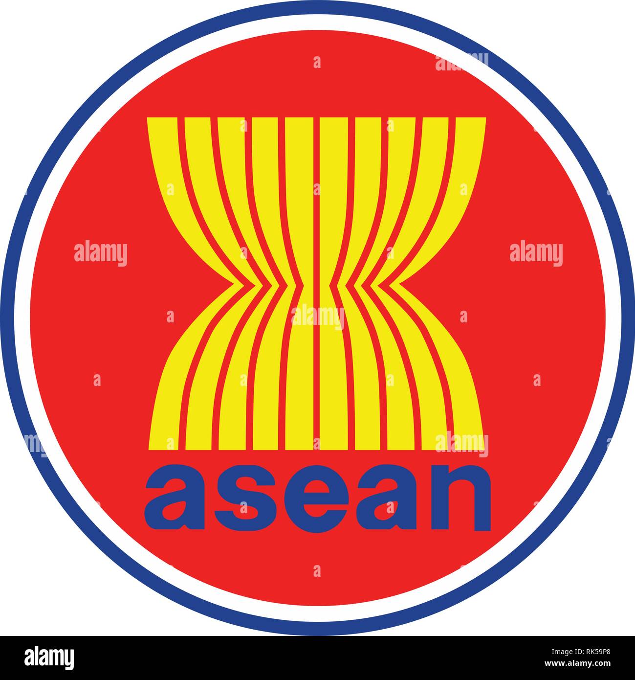 ASEAN flag emblem vector. Association of Southeast Asian Nations Stock Vector