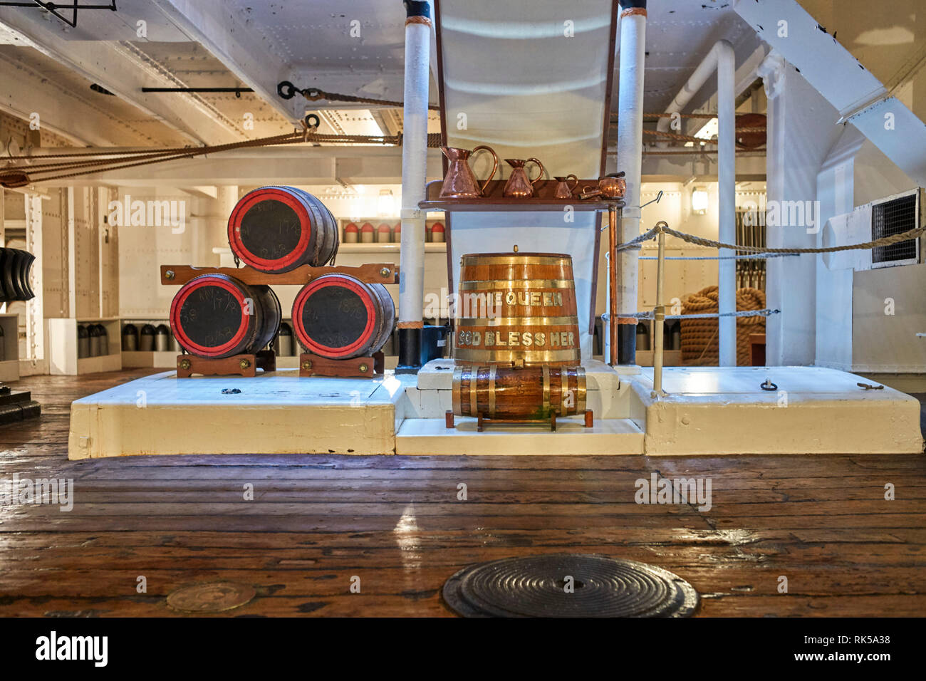The rum ration station on HMS Warrior the ironclad battleship in Portsmouth harbour Stock Photo