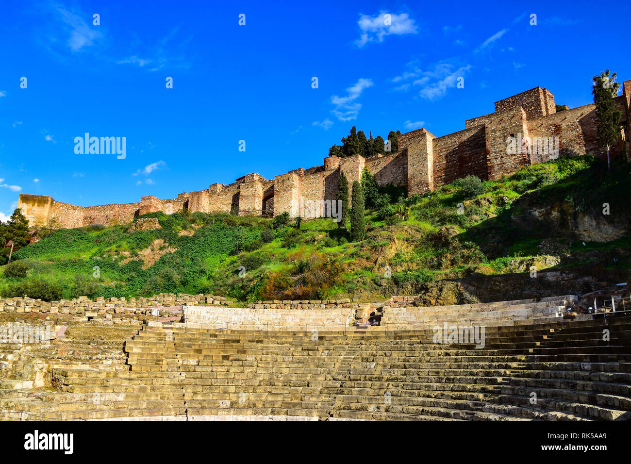 Teatro Romano, Roman Theatre, Alcazaba, Malaga, Andalucia, Spain Stock