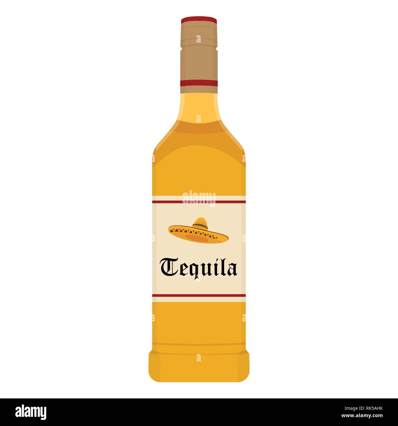 Tequila vector. Bottle of tequila on a white background Stock Vector