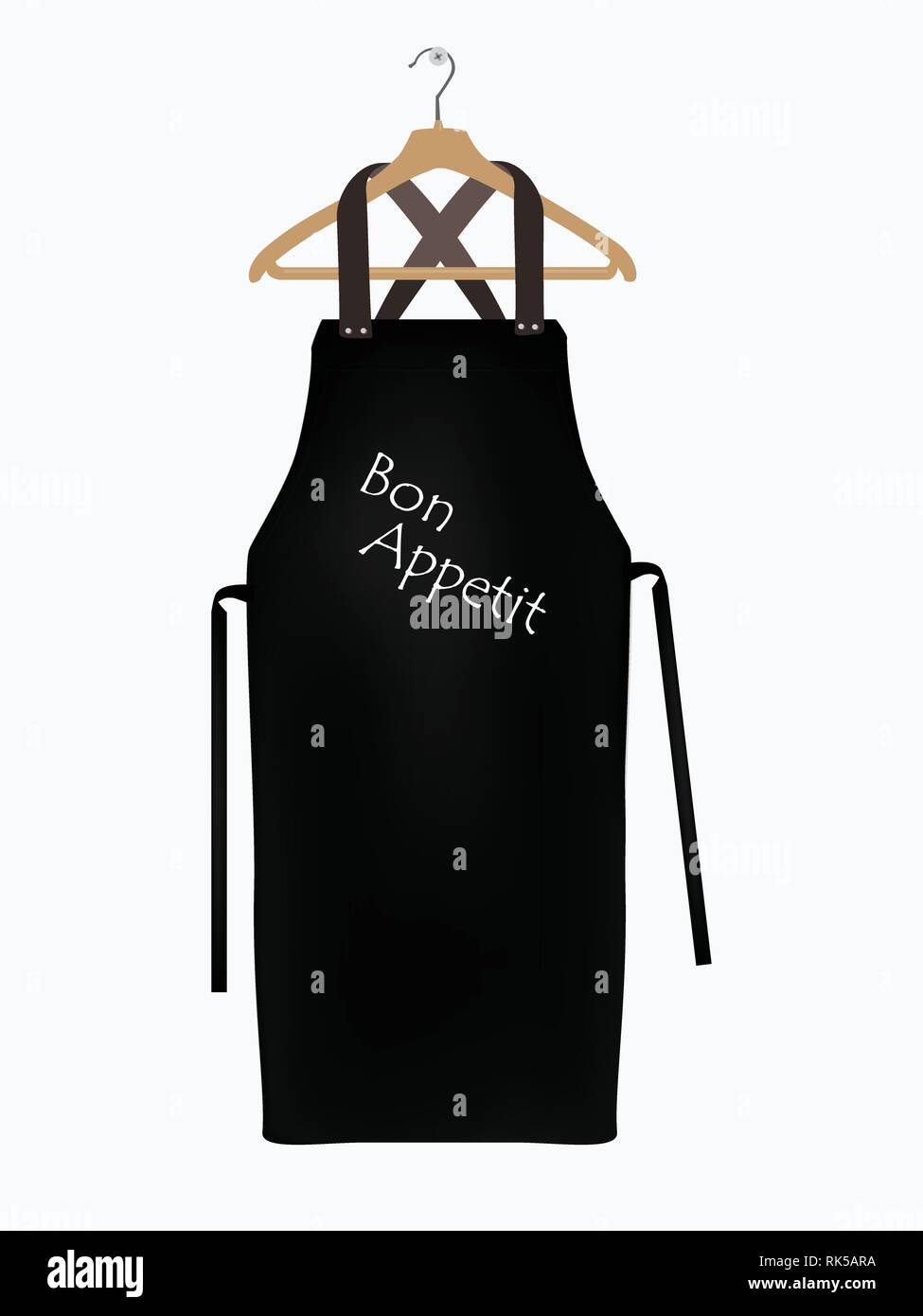 Black kitchen apron. Chef uniform for cooking vector template. Kitchen