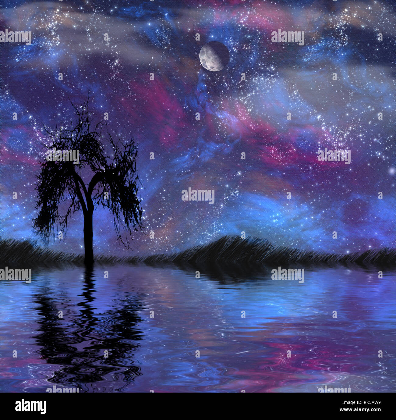 Cosmic Cloud Tree Vivid Nebula Background Rendering Stock Illustration by  ©rolffimages #499320432