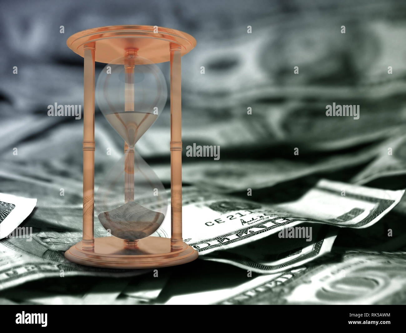 Hourglass and US dollars. Time is money Stock Photo - Alamy