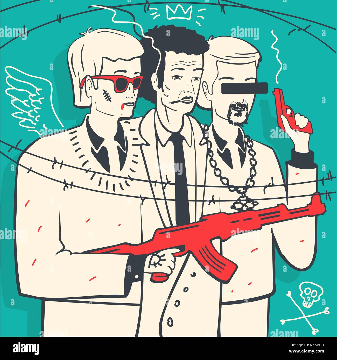 Vector Illustration of Concept Criminal Grouping Mafia Stock Vector ...