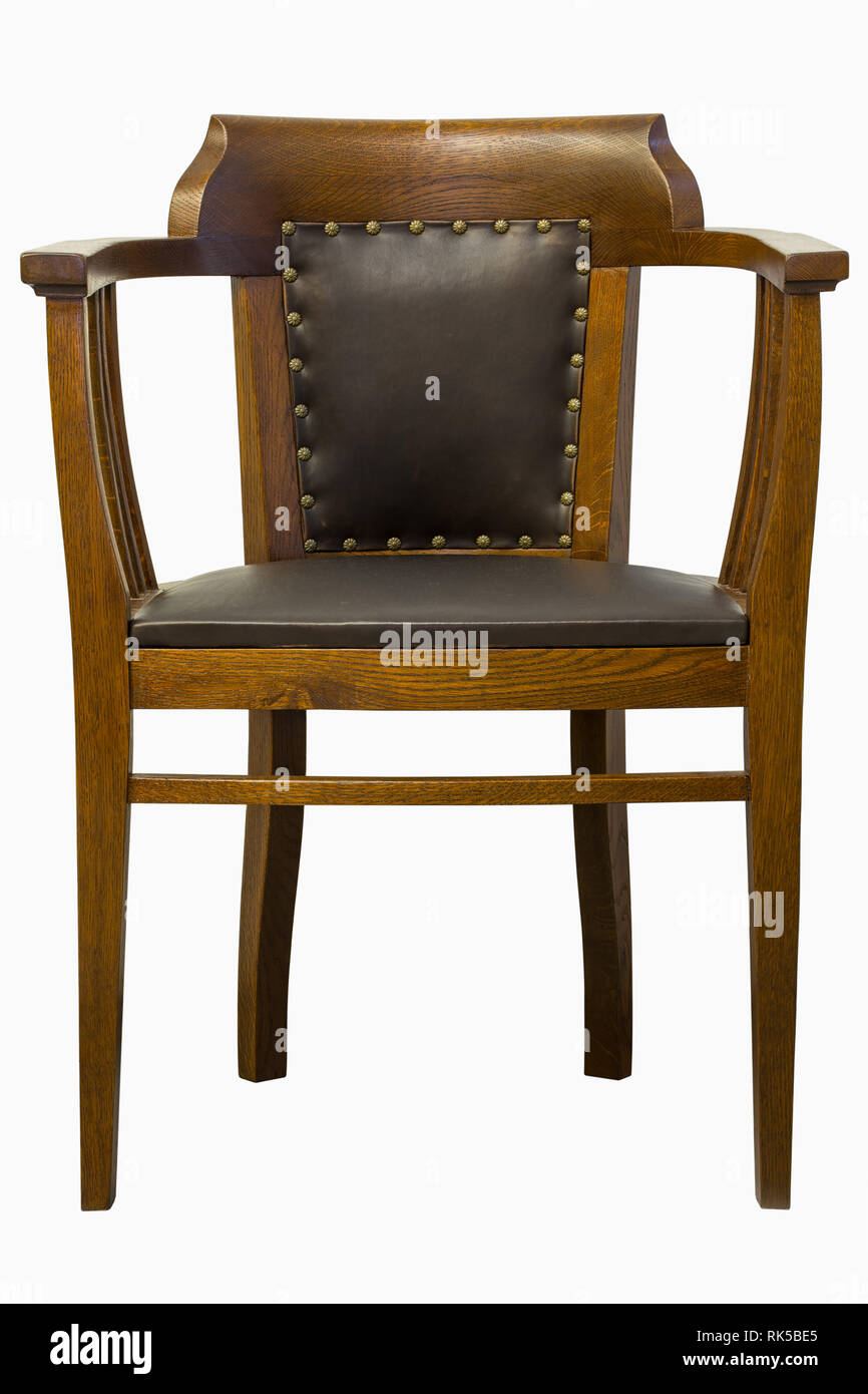Vintage Oak antique Chair isolated on white background Stock Photo - Alamy