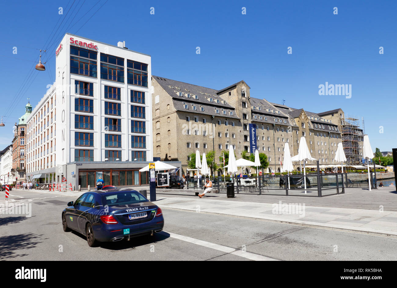 Copenhagen, Denmark - June 27, 2018: The Scandic hotel front and Hotel Admiral Stock Photo