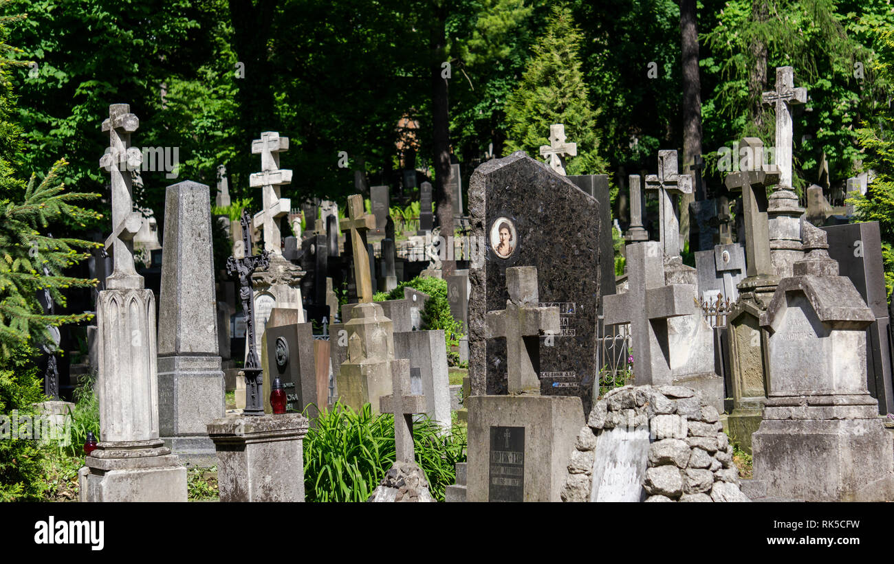 Lviv / Ukraine / 05.20.2016- Cemetery view at Lviv Stock Photo