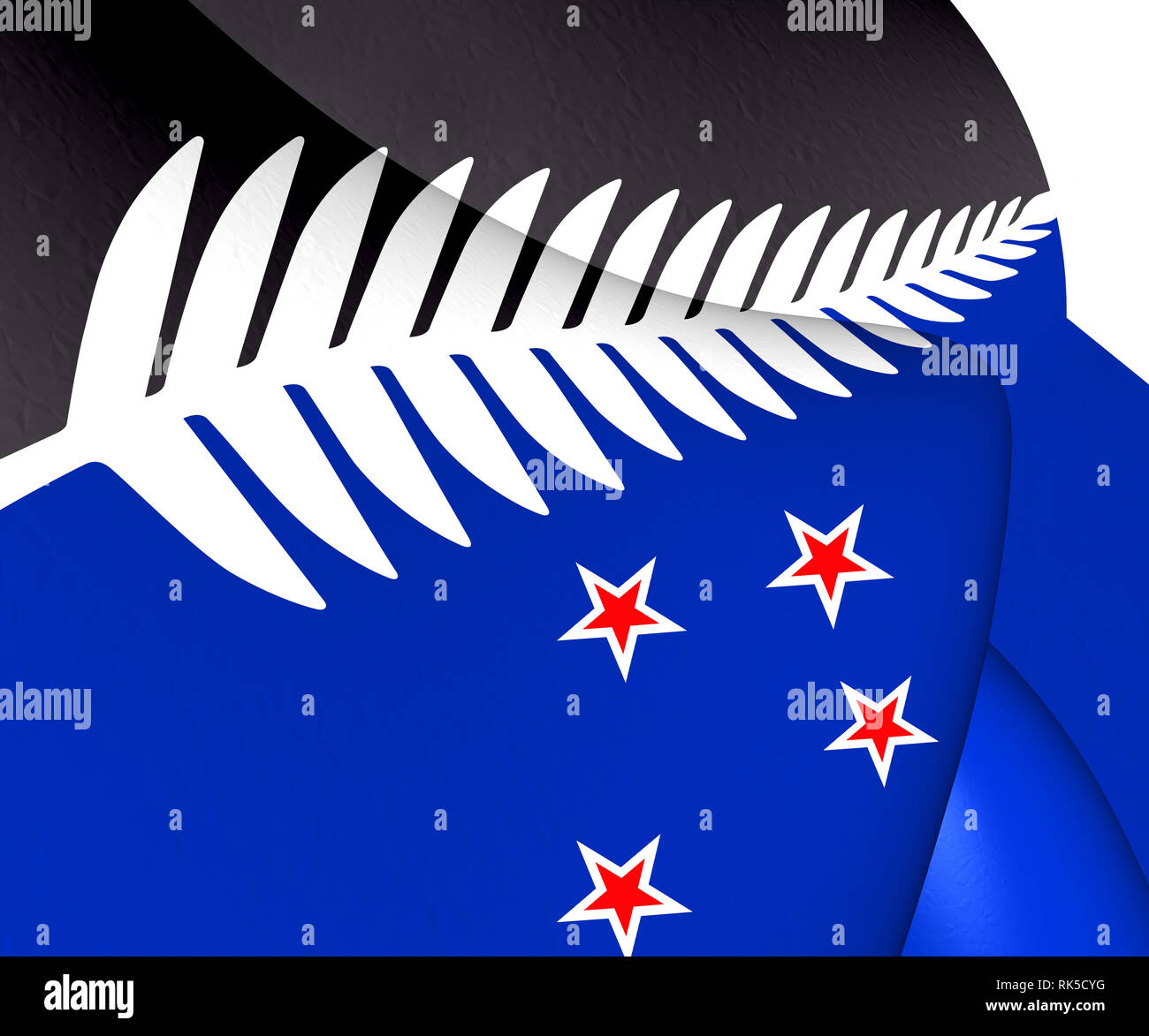 Silver Fern Flag, Flag of New Zealand. 3D Illustration Stock Photo Alamy