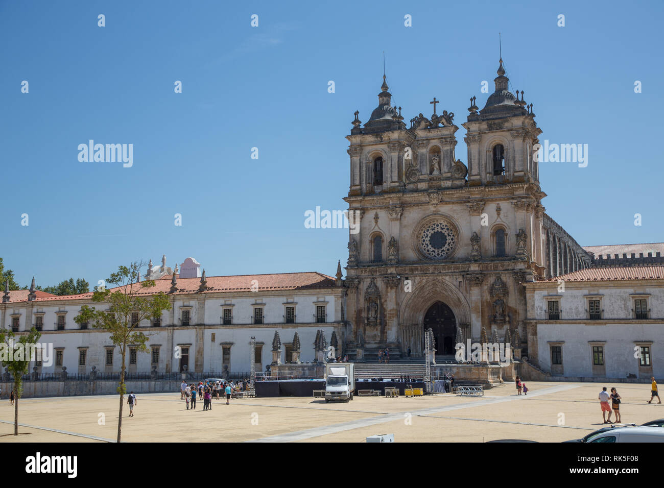 Monastery of Alcobaça with the grave tombs of Pedro and his wife Inês de Castro Stock Photo