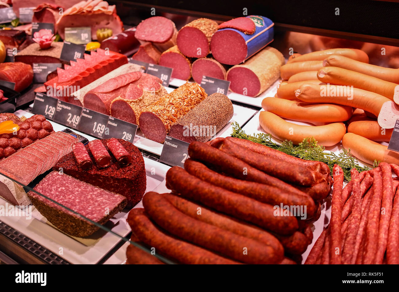Wurst und Fleischtheke Stock Photo