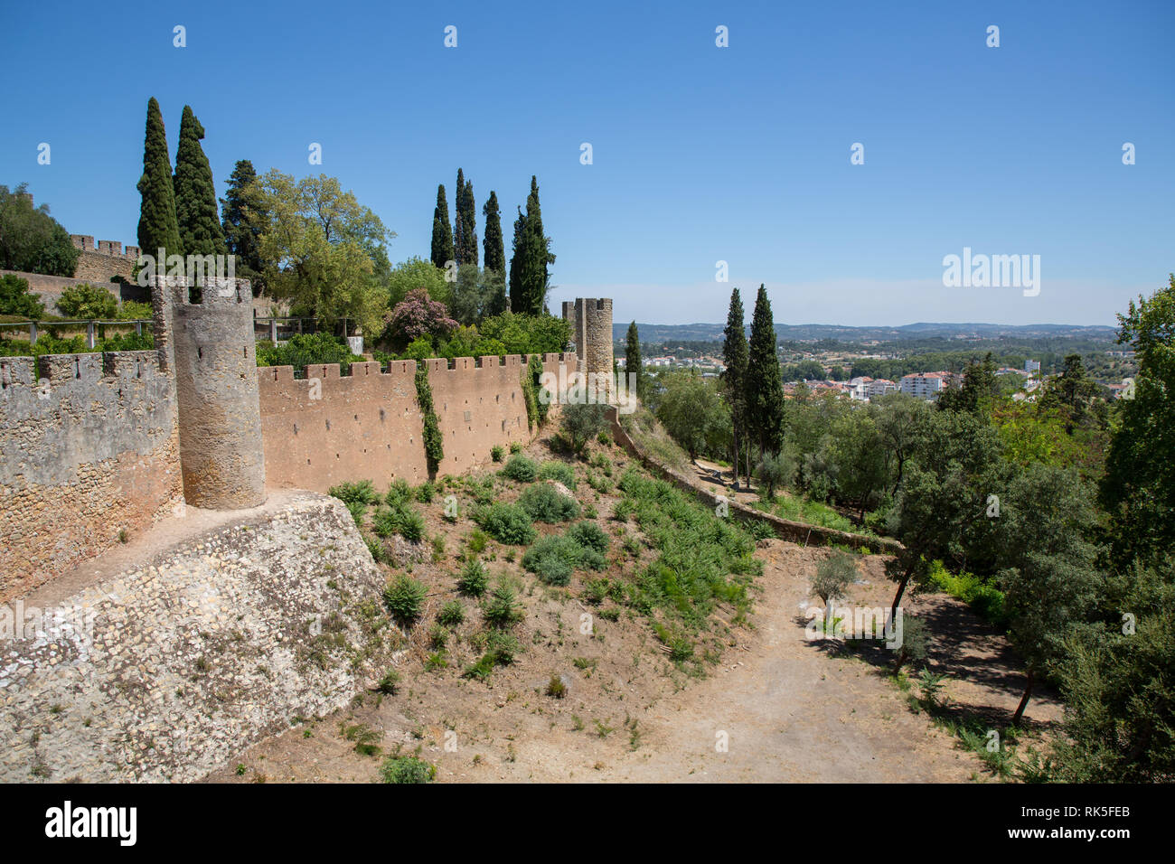 View on the Convent of Christ (16th century) and Templar Fortress (12th century) in Tomar, Portugal Stock Photo